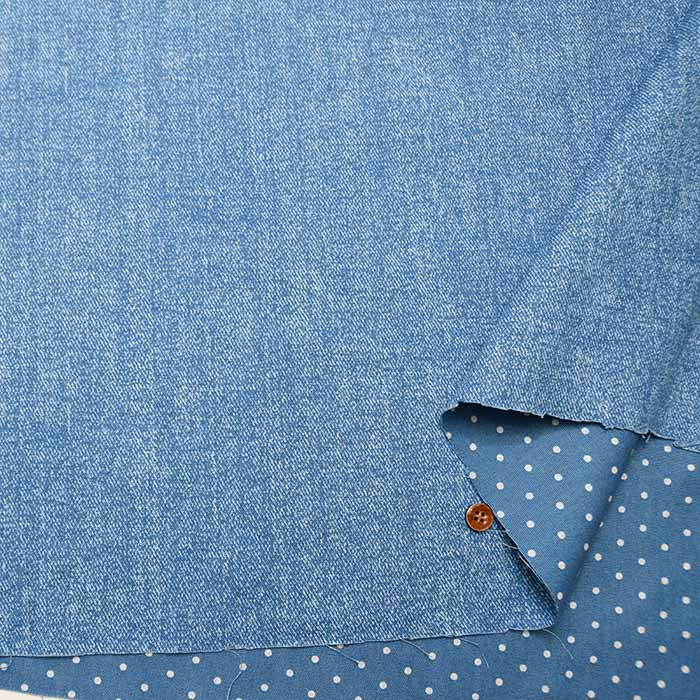 Cotton Ox Denim Style River Print Fabric Dot - nomura tailor