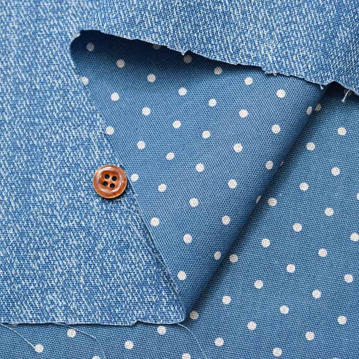 Cotton Ox Denim Style River Print Fabric Dot - nomura tailor