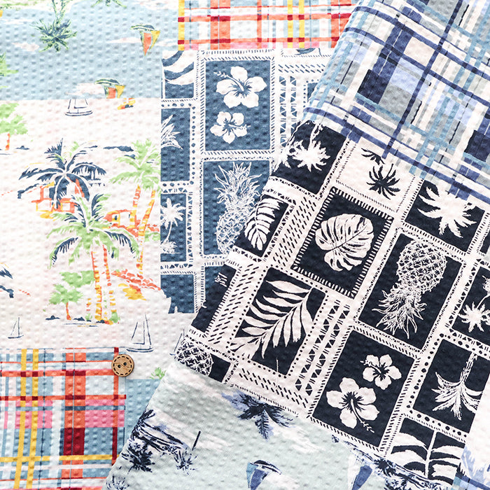 Cotton Ripple-printed Fabric - Hawaiian patchwork - nomura tailor