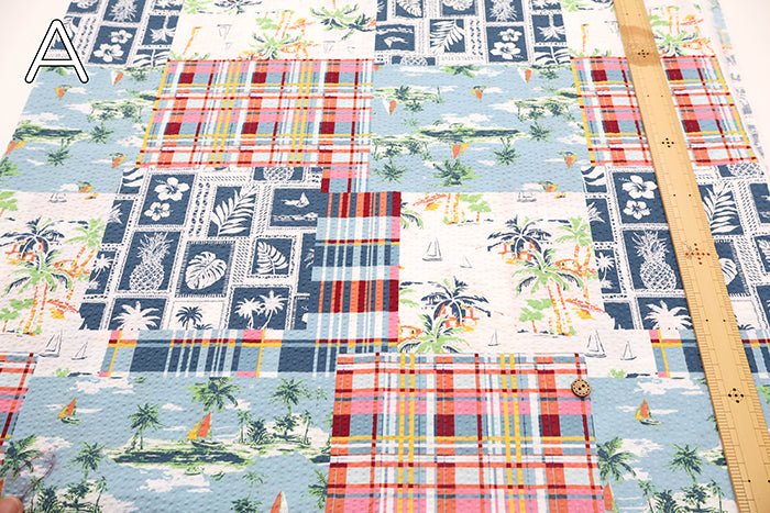 Cotton Ripple-printed Fabric - Hawaiian patchwork - nomura tailor