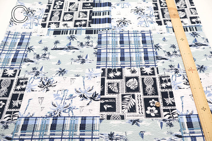 Cotton Ripple-printed Fabric - Hawaiian patchwork - nomura tailor