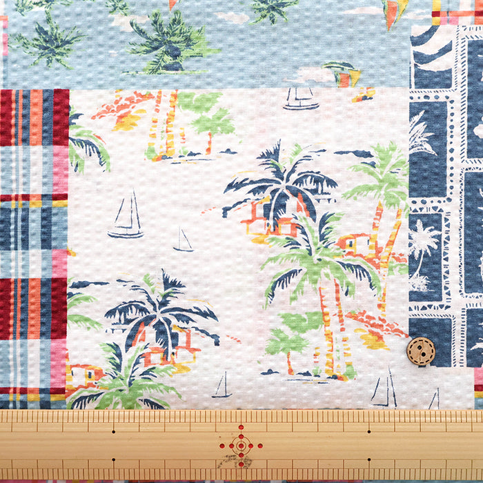 Cotton Ripple-printed Fabric - Hawaiian patchwork - nomura tailor