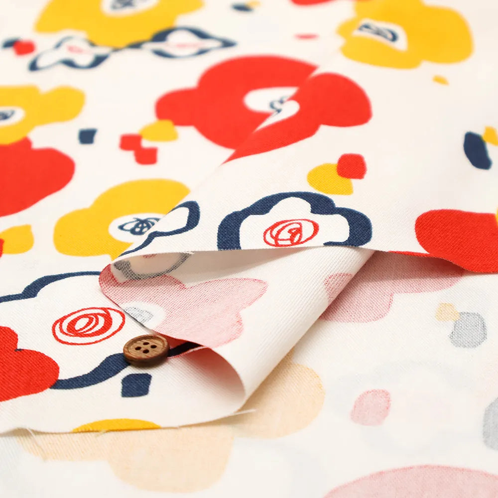Cotton Oxford Printed Fabric - Flowers - nomura tailor