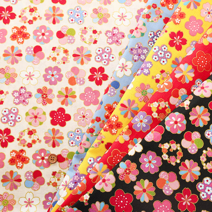 Cotton Sharting Lame (Glitter) Printed Fabric - Floral - nomura tailor