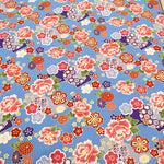 Cotton Sharting Lame (Glitter) Printed Fabric - Japanese Style Floral - nomura tailor
