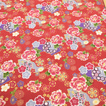 Cotton Sharting Lame (Glitter) Printed Fabric - Japanese Style Floral - nomura tailor