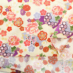 Cotton Sharting Lame (Glitter) Printed Fabric - Japanese Style Floral - nomura tailor