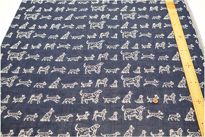 Washer-Finished Cotton Double Gauze Jacquard Fabric - Dog - nomura tailor