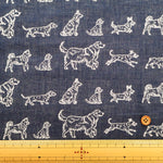 Washer-Finished Cotton Double Gauze Jacquard Fabric - Dog - nomura tailor