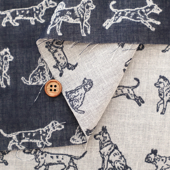 Washer-Finished Cotton Double Gauze Jacquard Fabric - Dog - nomura tailor