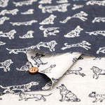 Washer-Finished Cotton Double Gauze Jacquard Fabric - Dog - nomura tailor