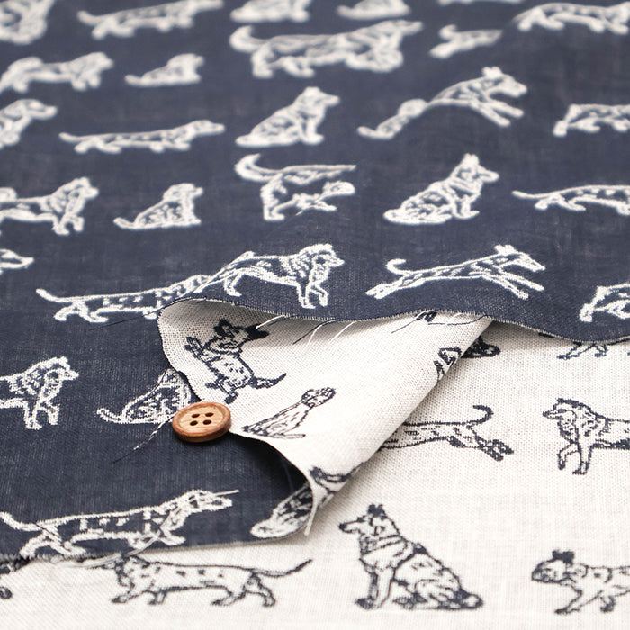 Washer-Finished Cotton Double Gauze Jacquard Fabric - Dog - nomura tailor