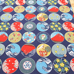 Cotton Muslin Printed Fabric - Japanese Dish Style - nomura tailor