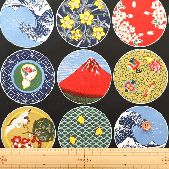 Cotton Muslin Printed Fabric - Japanese Dish Style - nomura tailor