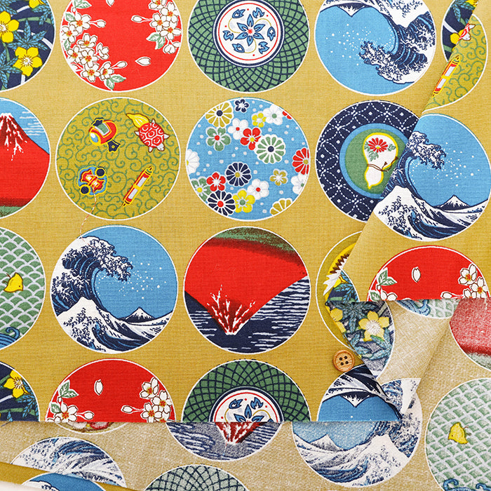 Cotton Muslin Printed Fabric - Japanese Dish Style - nomura tailor