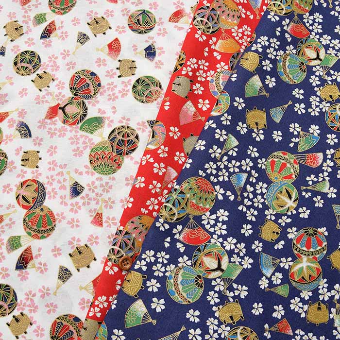 Cotton seating foil print fabric Temari - nomura tailor