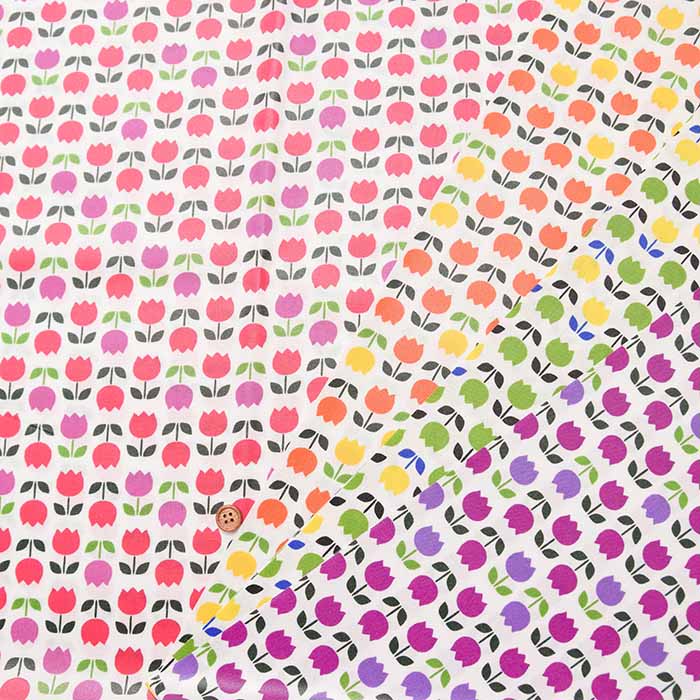 Cotton sheeting print laminate fabric <Non-glossy> Tulip - nomura tailor