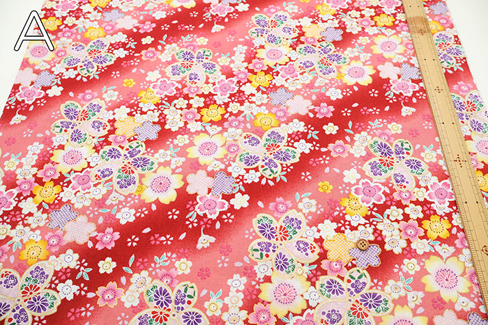 Cotton Sharting Lame (Glitter) Printed Fabric - Cherry Blossoms - nomura tailor