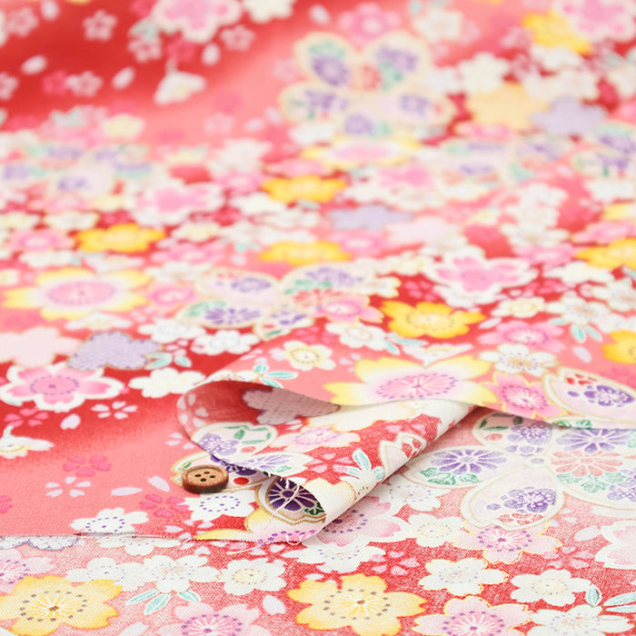 Cotton Sharting Lame (Glitter) Printed Fabric - Cherry Blossoms - nomura tailor