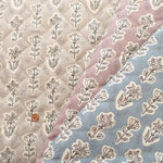 Cotton Oxford Printed Quilted Fabric -Flower (Half Needle) - nomura tailor