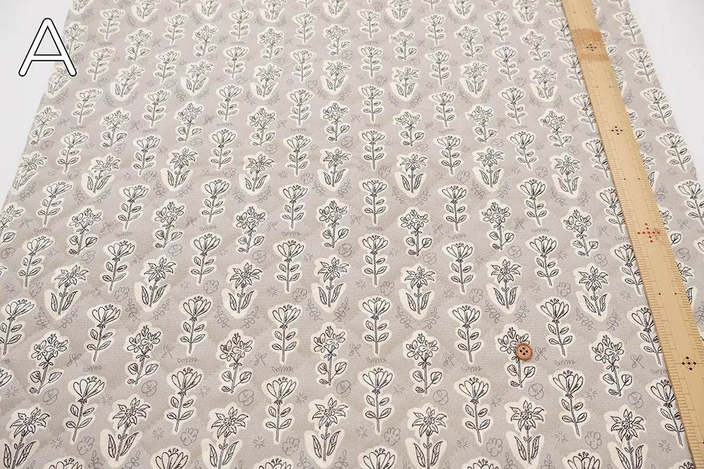Cotton Oxford Printed Quilted Fabric -Flower (Half Needle) - nomura tailor