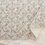 Cotton Oxford Printed Quilted Fabric -Flower (Half Needle) - nomura tailor