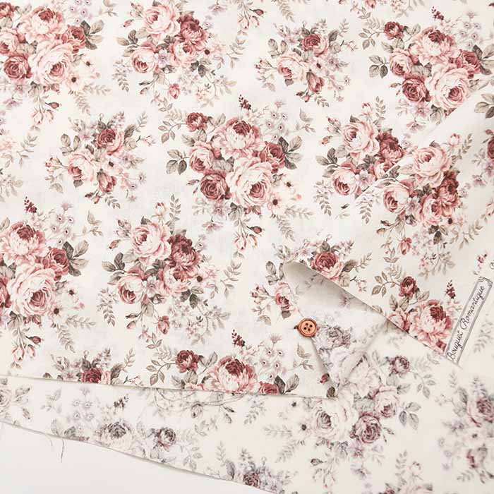 Cotton sheeting printed fabric Bouquet Romantic - nomura tailor