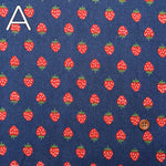 Cotton Sheeting Print Fabric Retro Denim Strawberry - nomura tailor