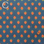 Cotton Sheeting Print Fabric Retro Denim Strawberry - nomura tailor