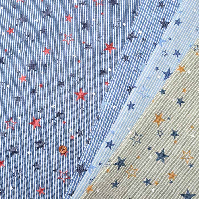 Cotton Sheeting Print Fabric Retro Denim Star - nomura tailor