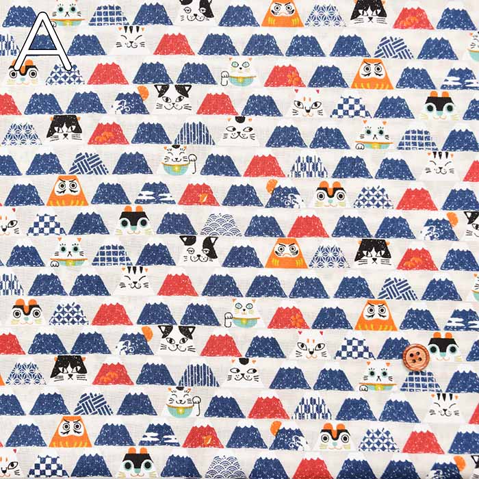 Cotton Scare Printed Fabric NyanKodowa Fuji Neko - nomura tailor