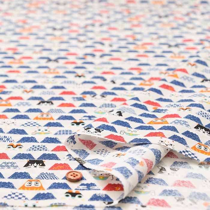 Cotton Scare Printed Fabric NyanKodowa Fuji Neko - nomura tailor