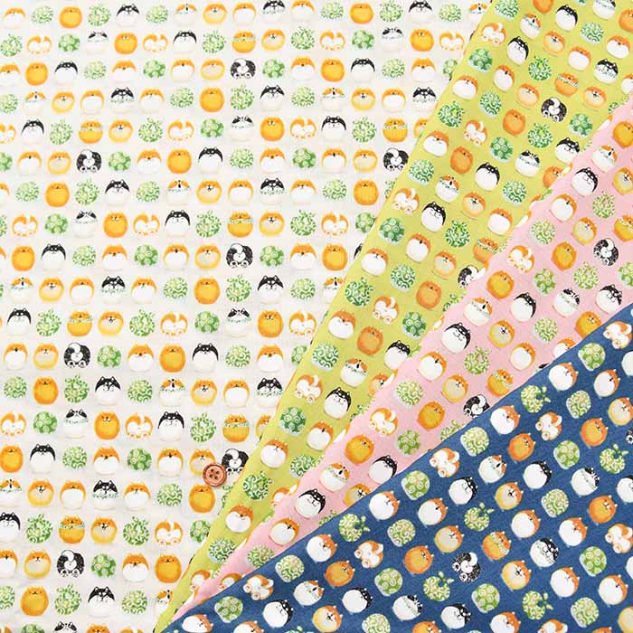 Cotton Scare Print Fabric Menkoi Wa Shiba-inu Manjuu - nomura tailor