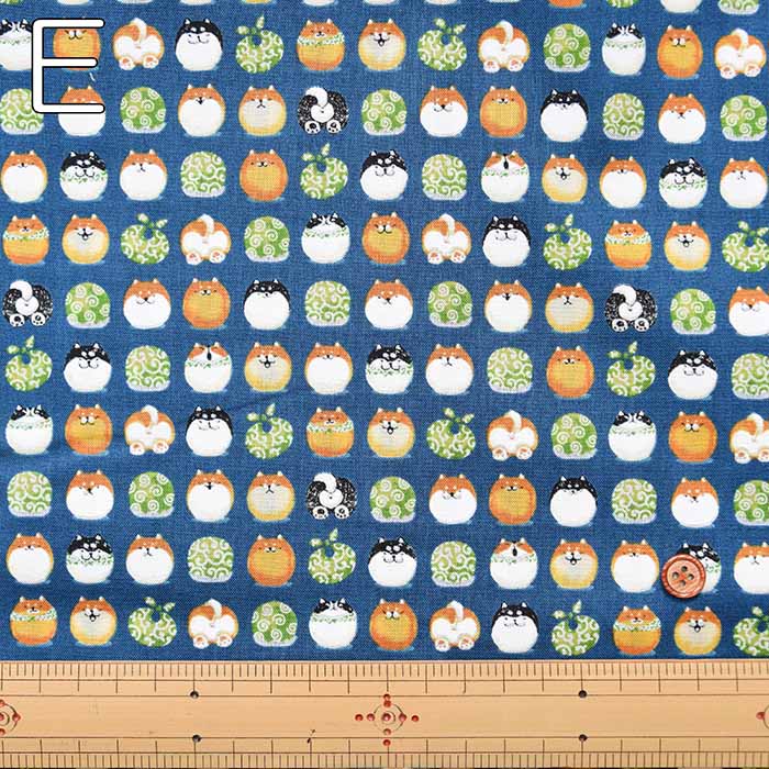 Cotton Scare Print Fabric Menkoi Wa Shiba-inu Manjuu - nomura tailor