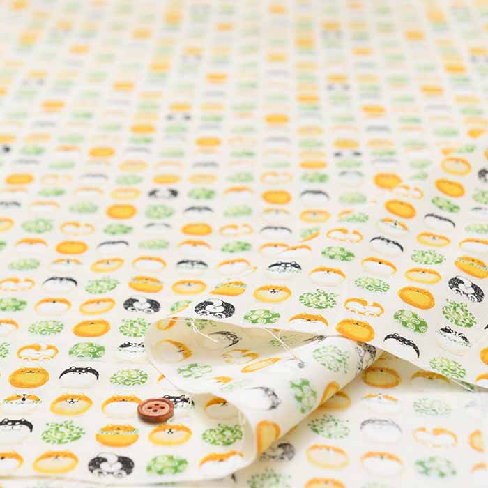 Cotton Scare Print Fabric Menkoi Wa Shiba-inu Manjuu - nomura tailor