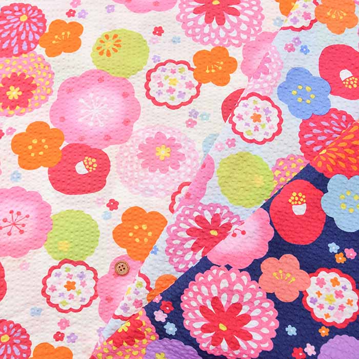 Cotton Ripple Printed Fabric Festival Kits Flower - nomura tailor