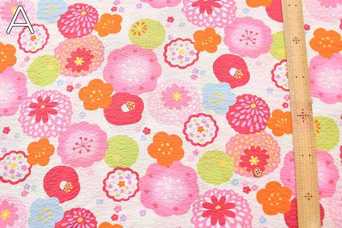 Cotton Ripple Printed Fabric Festival Kits Flower - nomura tailor