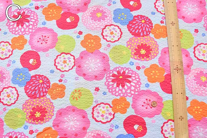 Cotton Ripple Printed Fabric Festival Kits Flower - nomura tailor