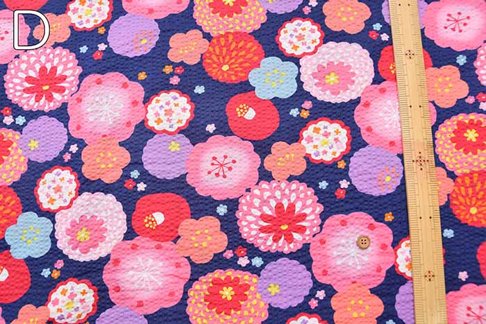 Cotton Ripple Printed Fabric Festival Kits Flower - nomura tailor