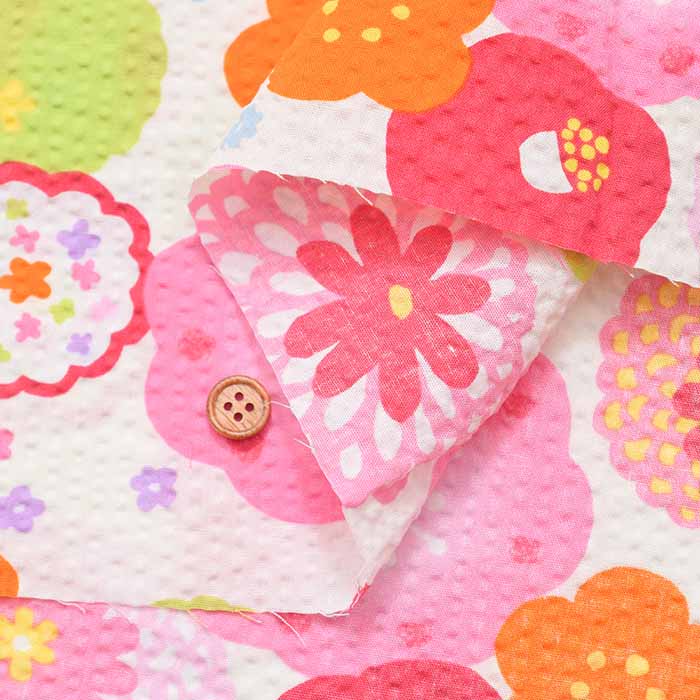 Cotton Ripple Printed Fabric Festival Kits Flower - nomura tailor