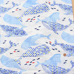 Cotton Ripple Printed Fabric Festival Cotton Ripple Printed Fabric Whale - nomura tailor