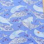 Cotton Ripple Printed Fabric Festival Cotton Ripple Printed Fabric Whale - nomura tailor