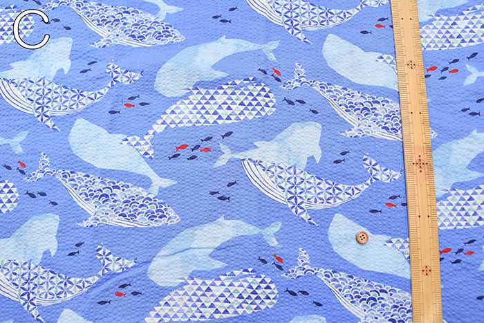 Cotton Ripple Printed Fabric Festival Cotton Ripple Printed Fabric Whale - nomura tailor