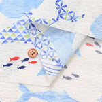 Cotton Ripple Printed Fabric Festival Cotton Ripple Printed Fabric Whale - nomura tailor