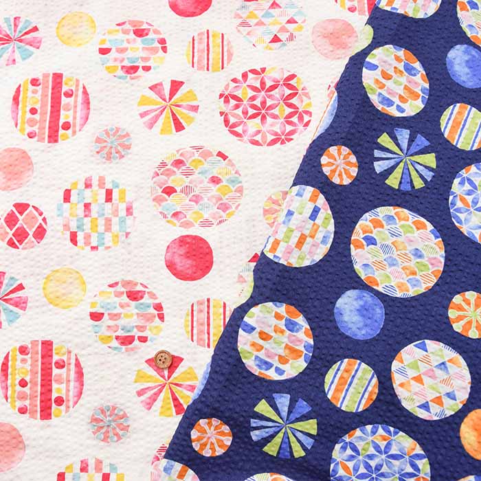 Cotton Ripple Printed Fabric Festival Cotton Ripple Printed Fabric Shabondama - nomura tailor