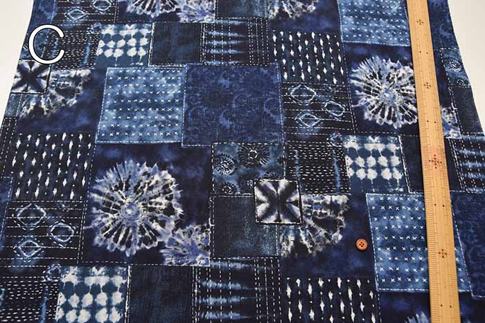 Cotton cinching print fabric Tie-dye and stitch patchwork - nomura tailor