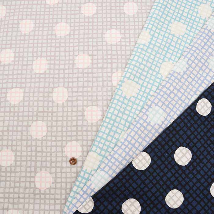 Cotton Ox Printed Fabric Plaid Pattern Dot Check - nomura tailor
