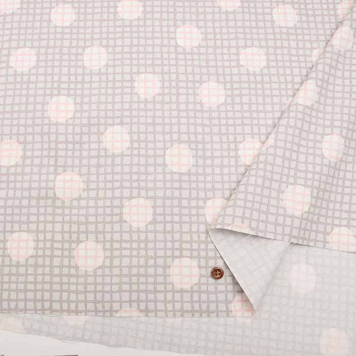 Cotton Ox Printed Fabric Plaid Pattern Dot Check - nomura tailor