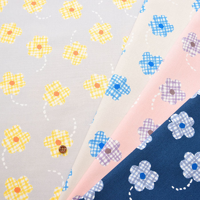 Cotton Ox Printed Fabric Flower Check - nomura tailor