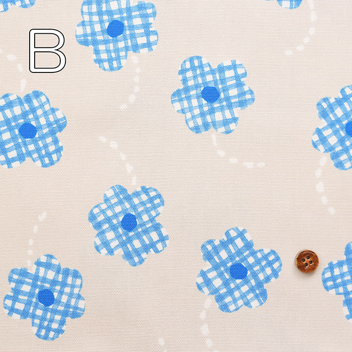 Cotton Ox Printed Fabric Flower Check - nomura tailor